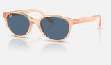 Ray-Ban Junior RJ9080SF — Transparent Orange / Dark Blue — quarter view