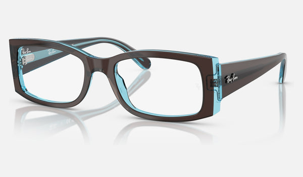 Ray-Ban Miriam RX5434F — Brown on Transparent Blue — quarter view