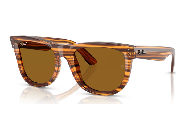 Ray-Ban Wayfarer Reverse RBR0502S — Striped Havana / Polarized Dark Brown — quarter view