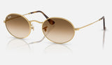 Ray-Ban Oval RB3547 — Arista Gold / Clear Gradient Brown — quarter view