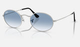 Ray-Ban Oval RB3547 — Silver / Clear Gradient Blue — quarter view