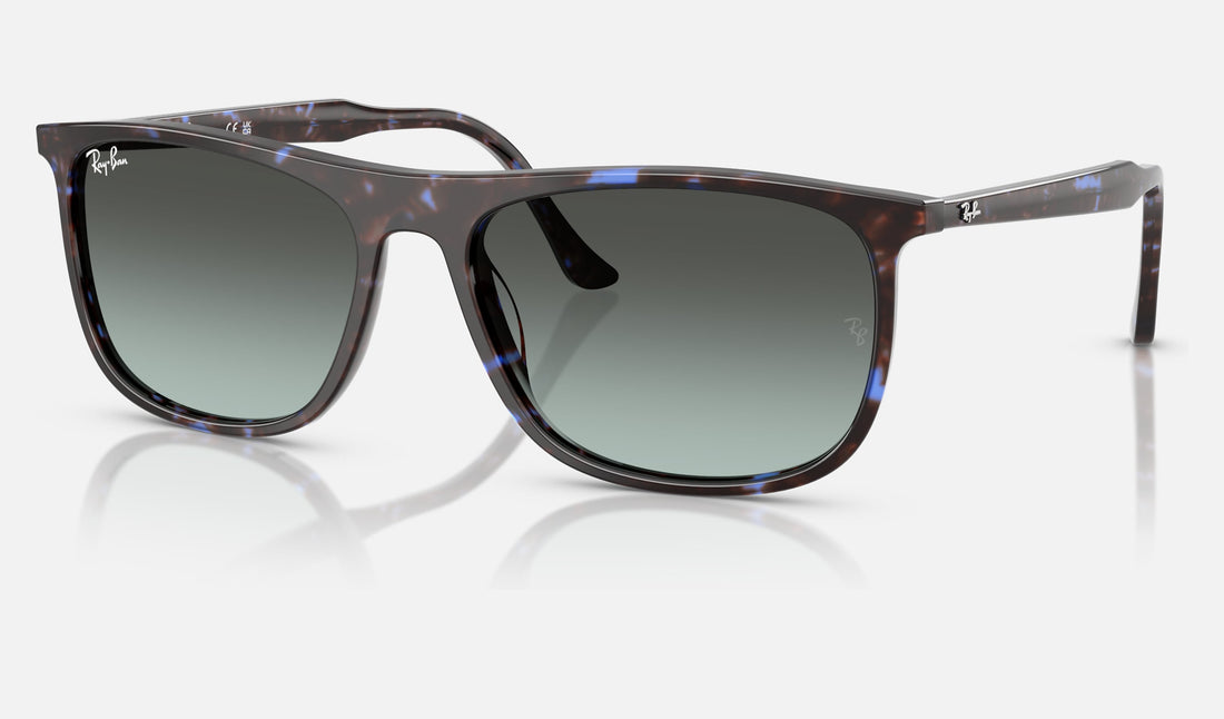 Ray-Ban RB2216 — Havana Blue Turtle / Blue Vintage Gradient Black — quarter view