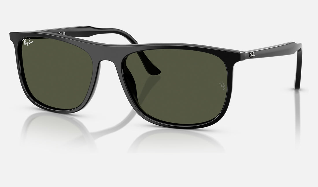 Ray-Ban RB2216 — Black / Green — quarter view