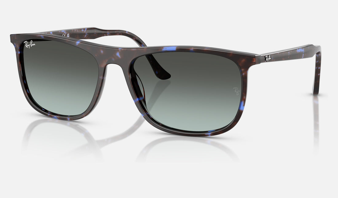 Ray-Ban RB2216F — Havana Blue Turtle / Blue Vintage Gradient Black — quarter view