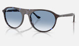 Ray-Ban RB2215 — Havana Blue Turtle / Clear Gradient Blue — quarter view