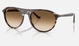 Ray-Ban RB2215 — Havana Yellow Turtle / Clear Gradient Brown — quarter view