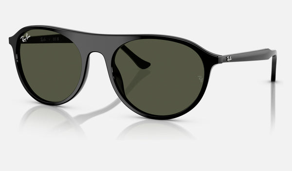 Ray-Ban RB2215 — Black / Green — quarter view