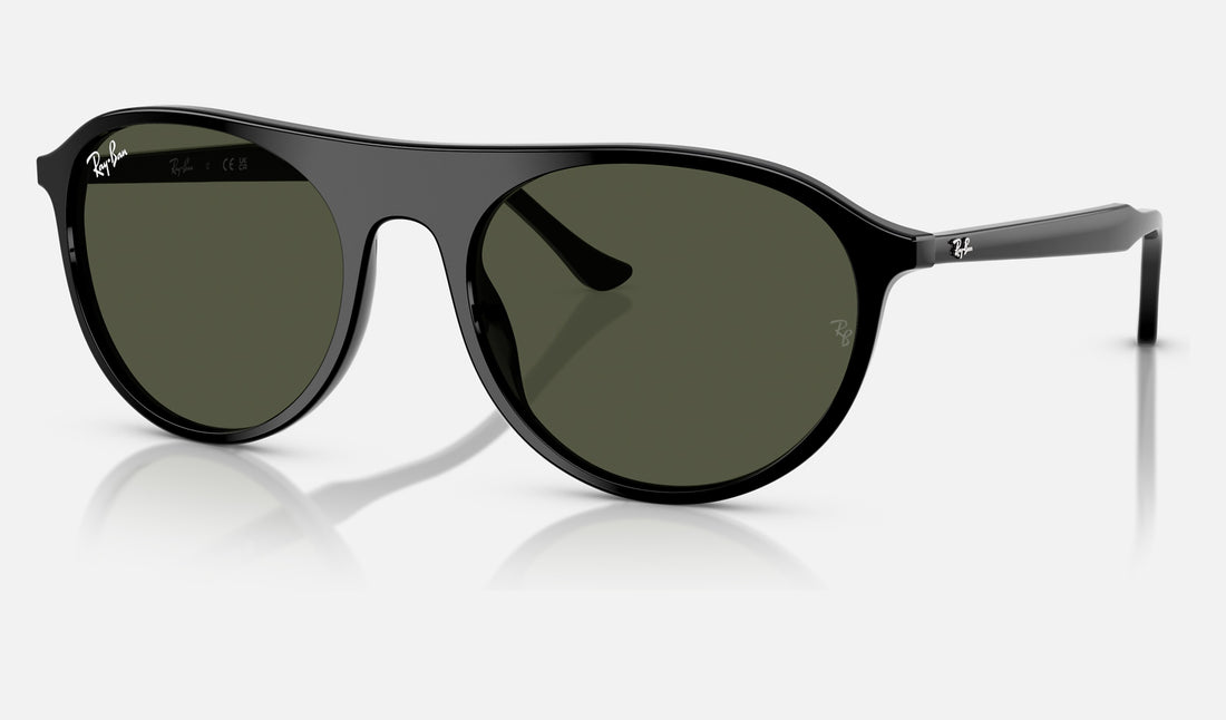 Ray-Ban RB2215F — Black / Green — quarter view