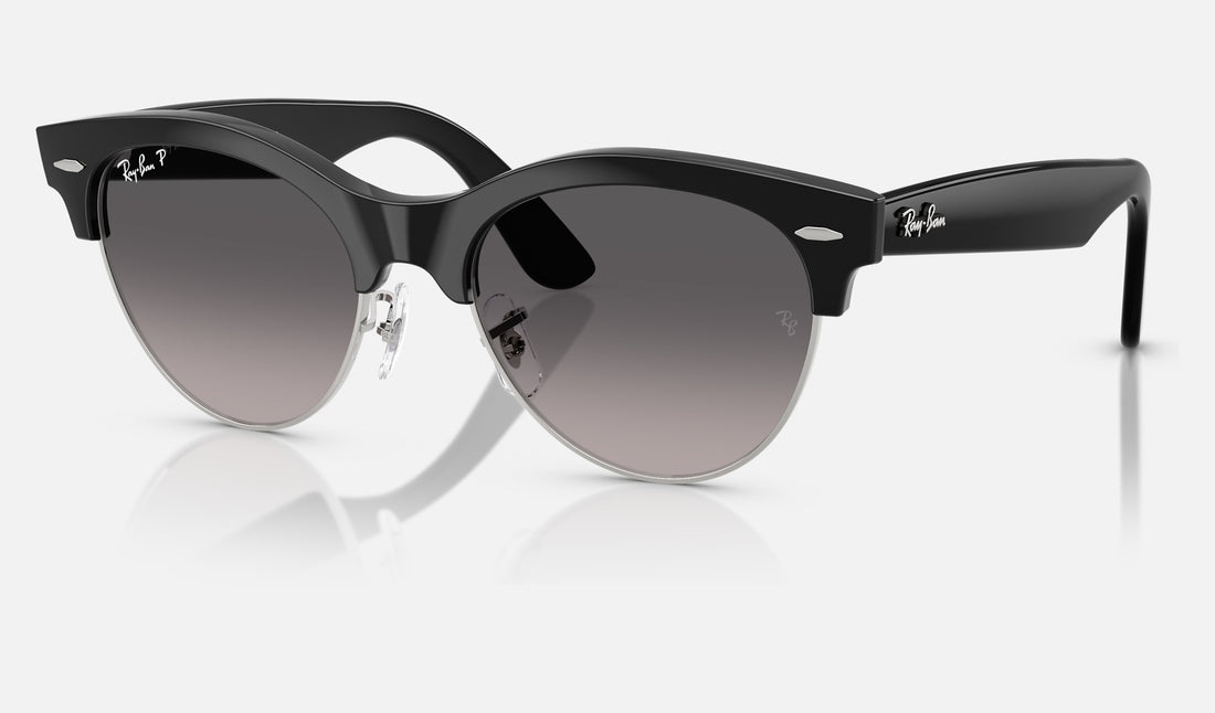 Ray-Ban Clubmaster Way RB2341 — Black on Silver / Grey Gradient Polarized — quarter view