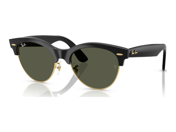 Ray-Ban Clubmaster Way RB2341 — Black on Gold / Green — quarter view