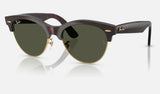 Ray-Ban Clubmaster Way RB2341 — Red Havana on Gold / Green — quarter view