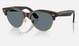 Ray-Ban Clubmaster Way RB2341 — Red Havana on Gold / Dark Blue Polarized — quarter view