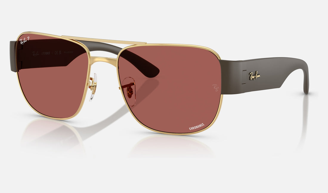 Ray-Ban RB3756CH — Arista Gold / Wine Polarized+ — quarter view