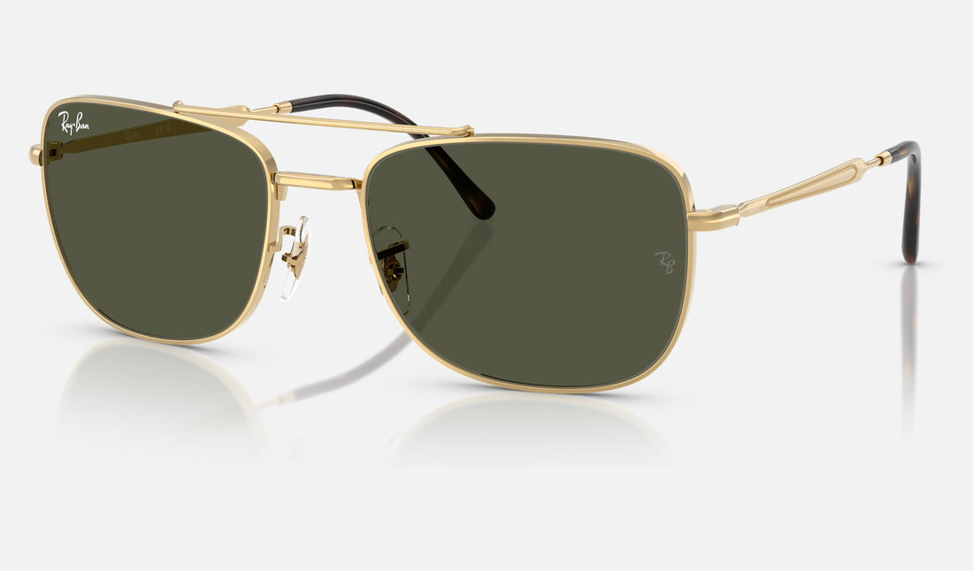 Ray-Ban RB3755 — Arista Gold / Green — quarter view