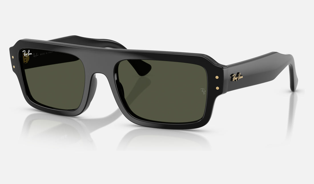 Ray-Ban Flacko RB4454 — Black / Green — quarter view