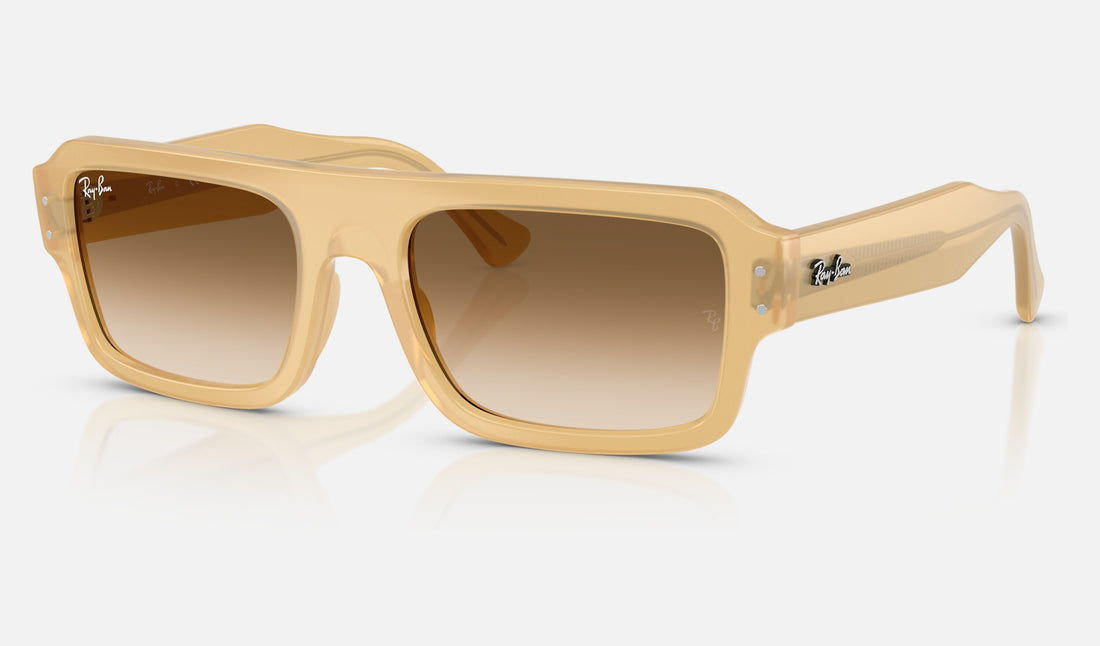 Ray-Ban Flacko RB4454F — Transparent Beige / Clear Gradient Brown — quarter view