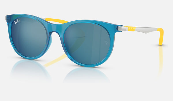 Ray-Ban Junior RJ9082S — Blue / Blue Mirror Blue — quarter view