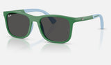 Ray-Ban Junior RJ9084S — Green on Rubber Light Blue / Dark Grey — quarter view