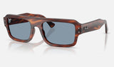 Ray-Ban Flacko RB4454 — Striped Havana / Blue — quarter view