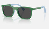 Ray-Ban Junior RJ9084SF — Green on Rubber Light Blue / Dark Grey — quarter view