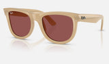 Ray-Ban Wayfarer Reverse RBR0502S — Opal Beige & Honey / Dark Violet — quarter view