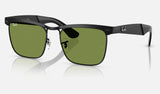 Ray-Ban Wayfarer Deluxe RB3875 — Black / Green — quarter view