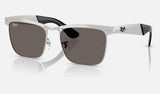 Ray-Ban Wayfarer Deluxe RB3875 — Sandblasted Silver on Silver / Dark Grey — quarter view