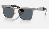 Ray-Ban Wayfarer Deluxe RB3875 — Sandblasted Gunmetal on Gunmetal / Blue — quarter view