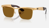 Ray-Ban Wayfarer Deluxe RB3875 — Sandblasted Legend Gold / Brown — quarter view