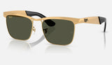 Ray-Ban Wayfarer Deluxe RB3875 — Sandblasted Legend Gold / Green — quarter view