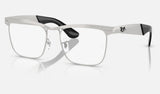 Ray-Ban Wayfarer Deluxe RX3875V — Sandblasted Silver — quarter view