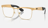 Ray-Ban Wayfarer Deluxe RX3875V — Sandblasted Legend Gold — quarter view