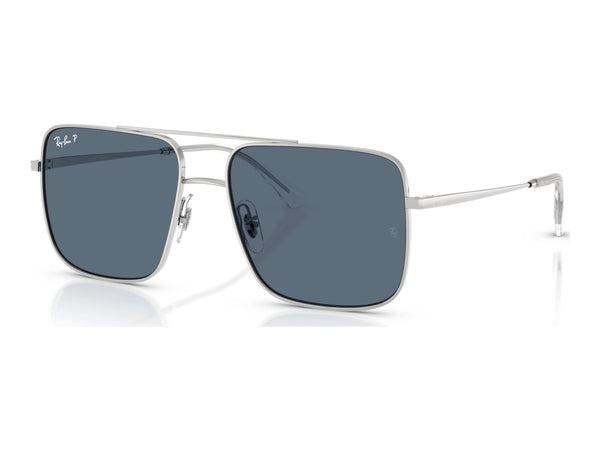Ray-Ban Ari RB3758 — Silver / Blue Polarized — quarter view