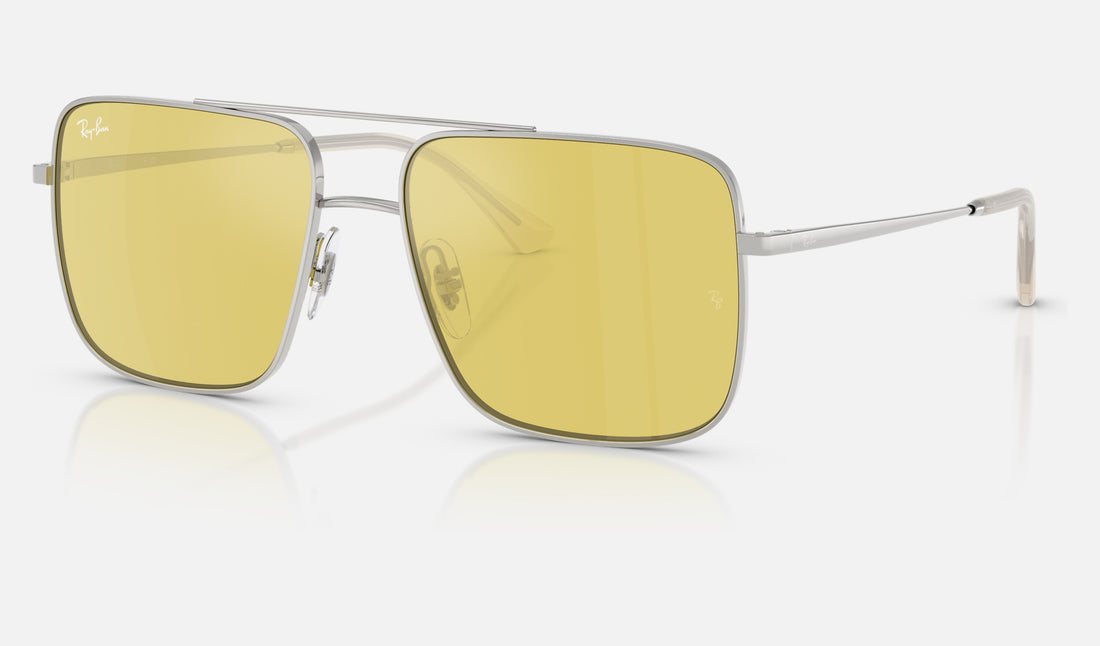 Ray-Ban Ari RB3758 — Silver / Yellow Mirror Flash Gold — quarter view