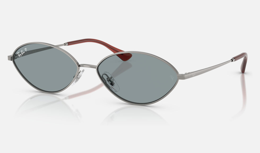 Ray-Ban Kai RB3757 — Gunmetal / Azure Polarized — quarter view