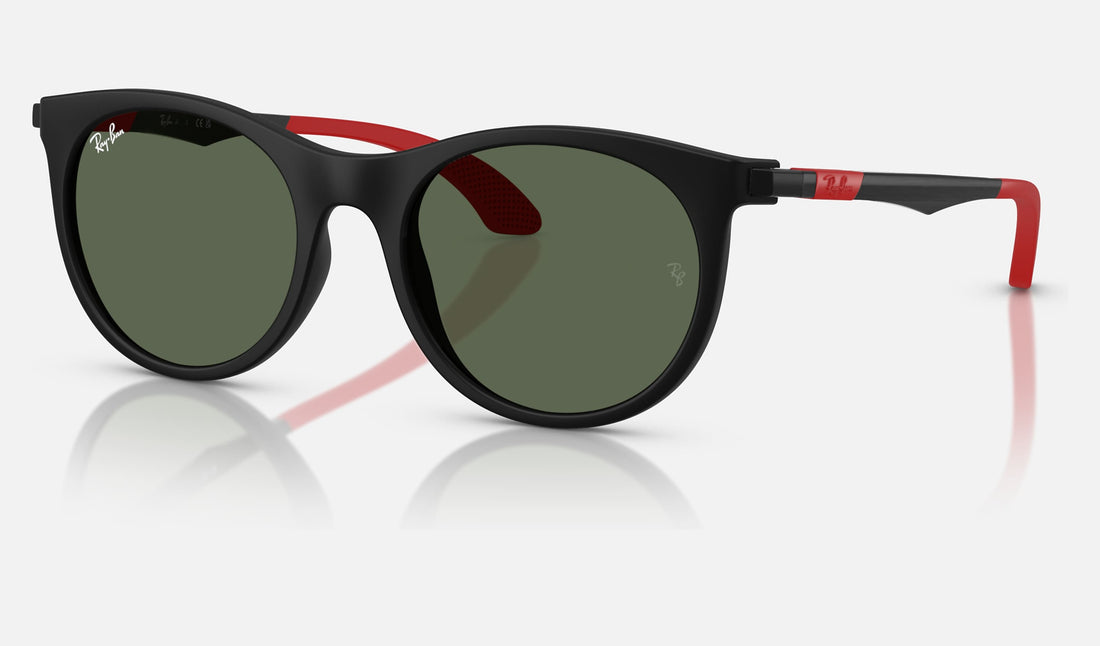 Ray-Ban Junior RJ9082S — Matte Black / Dark Green — quarter view