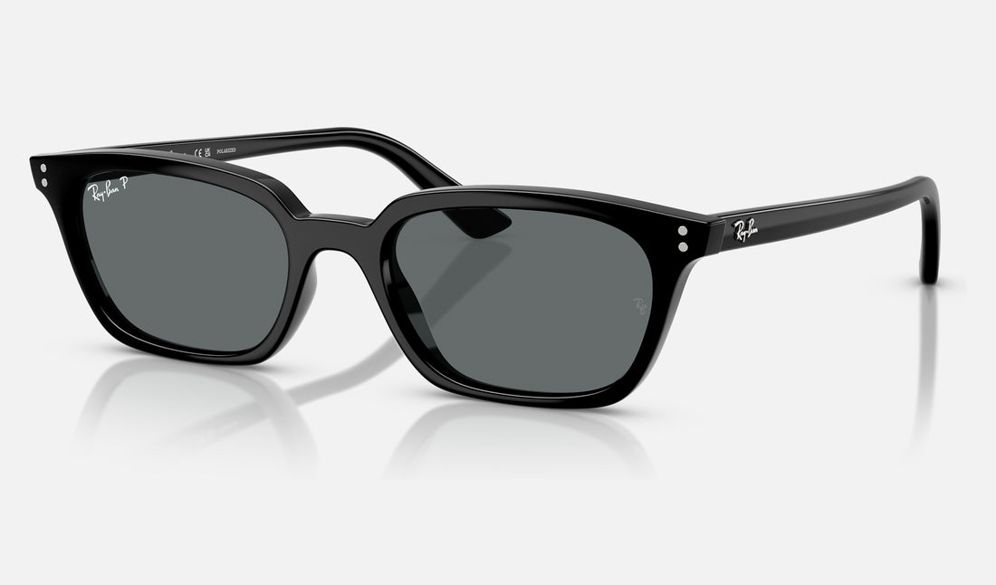 Ray-Ban Zaya RB4456 — Black / Dark Grey Polarized — quarter view