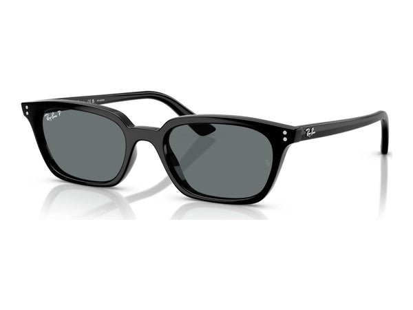 Ray-Ban Zaya RB4456F — Black / Dark Grey Polarized — quarter view