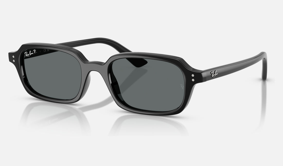 Ray-Ban Zuri RB4455F — Black / Dark Grey Polarized — quarter view