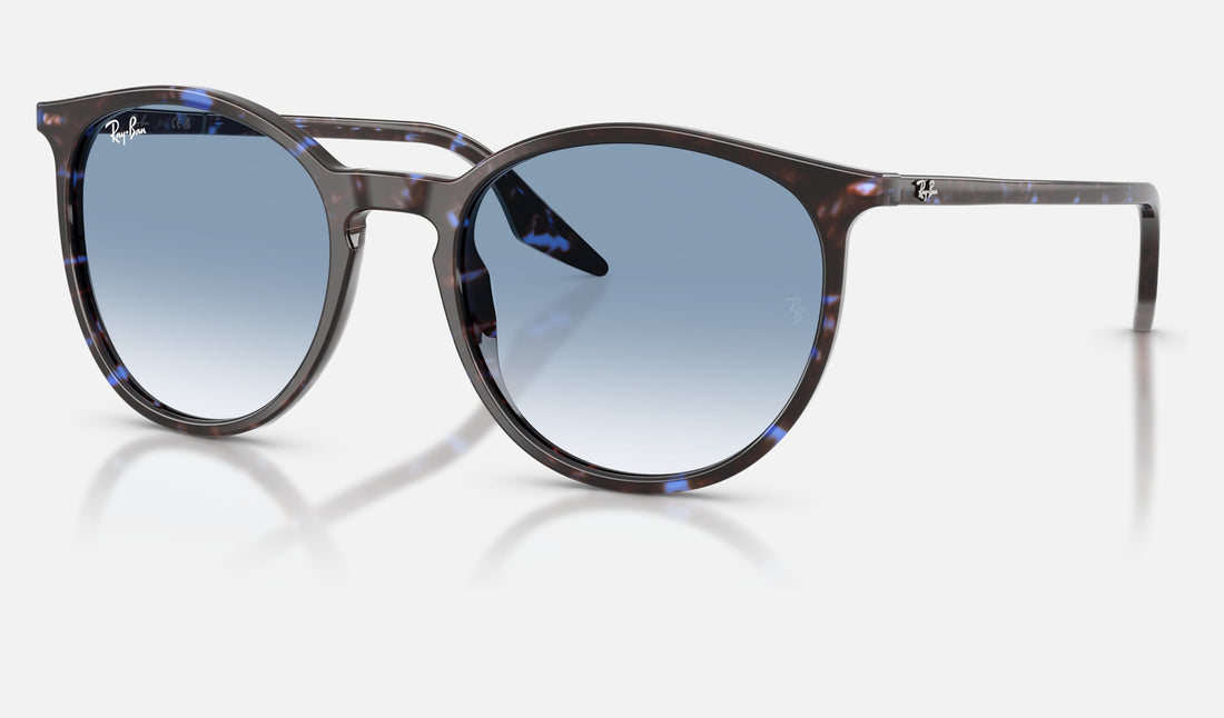 Ray-Ban RB2204 — Havana Blue Turtle / Clear Gradient Blue — quarter view