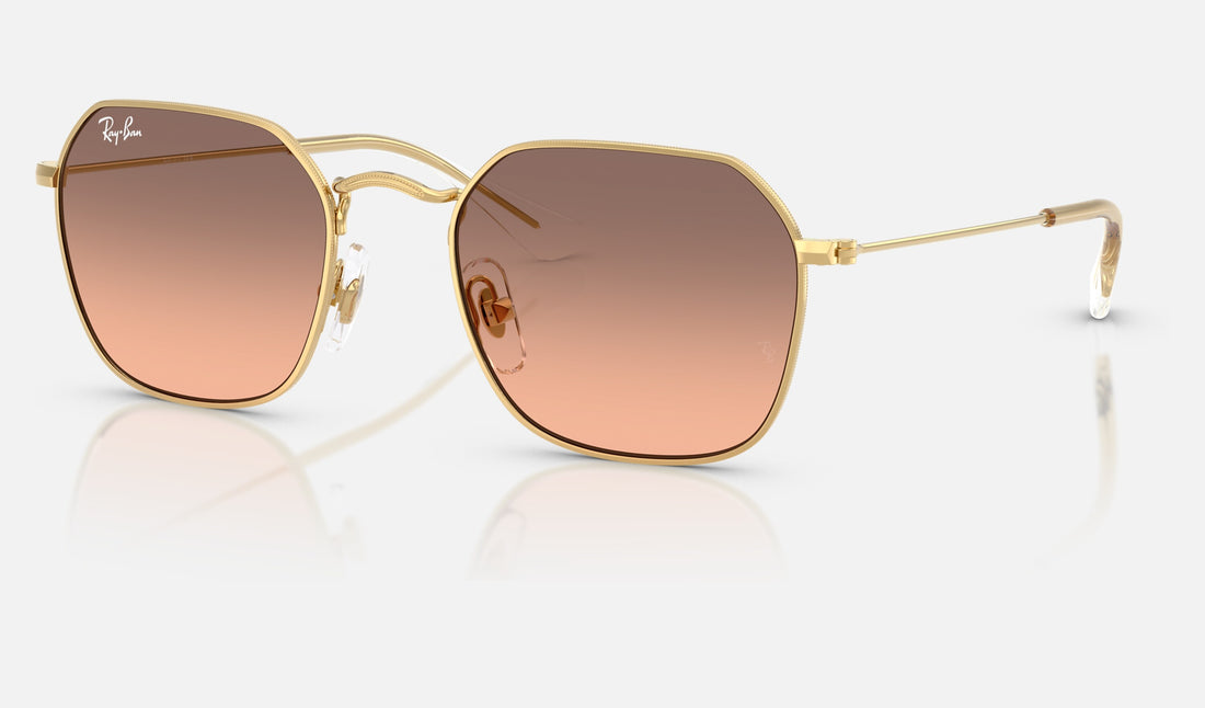 Ray-Ban Junior RJ9594S — Arista Gold / Pink Gradient Grey — quarter view