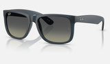 Ray-Ban Justin RB4165 — Rubber Blue / Gradient Grey — quarter view