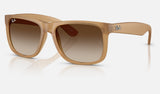 Ray-Ban Justin RB4165 — Rubber Beige / Gradient Brown — quarter view