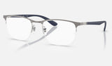 Ray-Ban RX6513 — Matte Gunmetal on Silver — quarter view