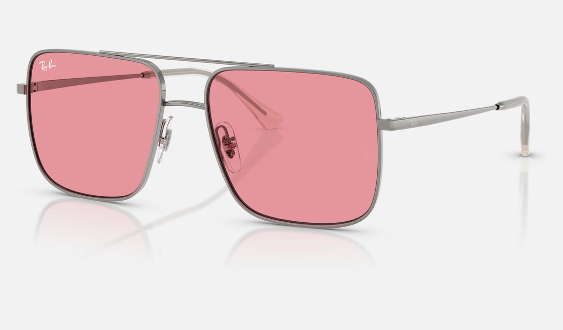 Ray-Ban Ari RB3758 — Gunmetal / Pink — quarter view