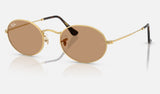 Ray-Ban Oval RB3547 — Arista Gold / Brown — quarter view