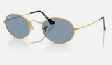 Ray-Ban Oval RB3547 — Arista Gold / Blue — quarter view