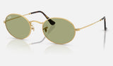 Ray-Ban Oval RB3547 — Arista Gold / Bottle Green — quarter view
