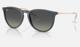 Ray-Ban Erika RB4171 — Rubber Blue / Gradient Grey — quarter view