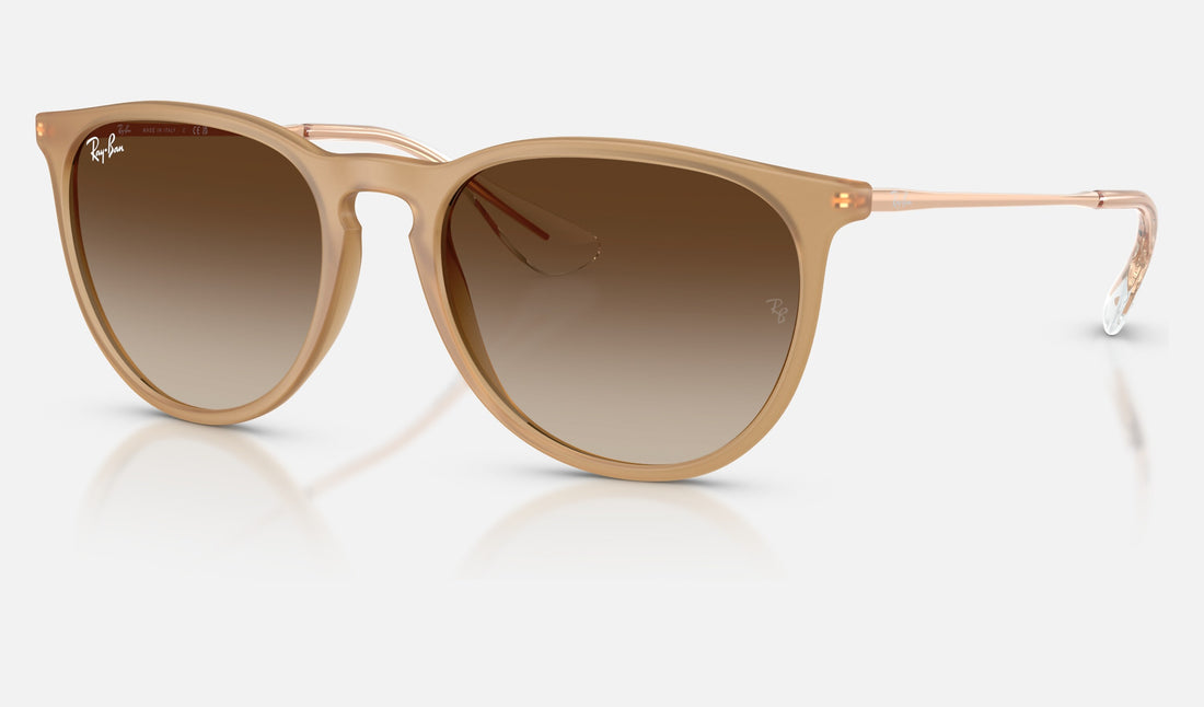 Ray-Ban Erika RB4171 — Rubber Beige / Gradient Brown — quarter view